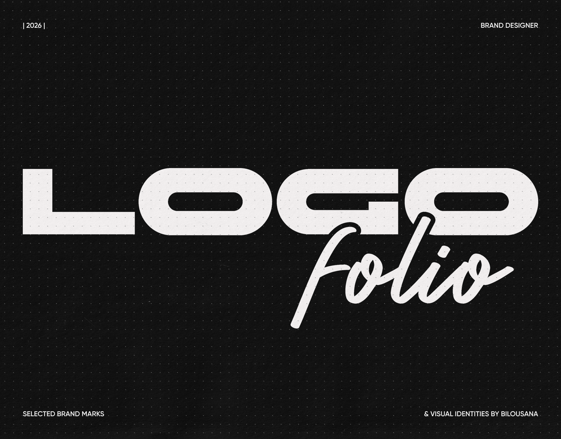 Logofolio cover with selected brand marks and visual identities